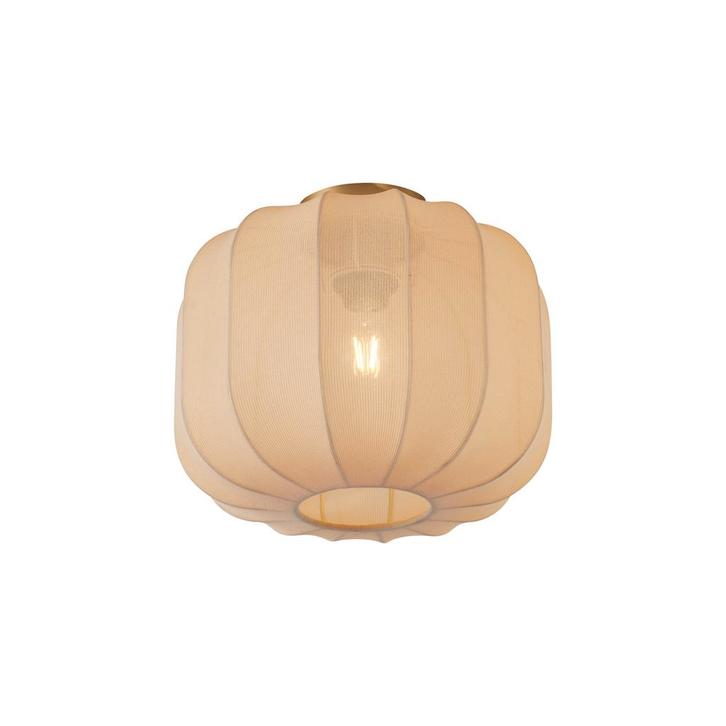 Japandi plafondlamp goud met beige kap - Pluni, Huis en Inrichting, Lampen | Plafondlampen, Nieuw, Overige materialen
