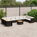 vidaXL 11-delige Loungeset met kussens poly rattan zwart, Tuin en Terras, Verzenden, Nieuw, Rotan, Loungeset