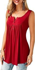 Dames Ruffle Button-Up Tanktops - Casual en Chic, Kleding | Dames, Tops, Verzenden, Nieuw, Rood