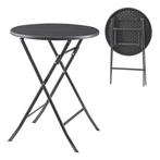 Klaptafel Mark tuintafel Ø60x74 cm rond rotan look zwart [en, Caravans en Kamperen, Verzenden, Nieuw