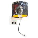 Moderne wandlamp wit met kap velours bloemen - Brescia, Nieuw, Overige materialen, Modern