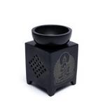 Olieverdamper Zeepsteen Vierkant Buddha Zwart, Nieuw