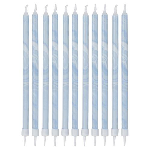 Blauwe Kaarsen Marmer 18cm 12st, Hobby en Vrije tijd, Feestartikelen, Nieuw, Verzenden