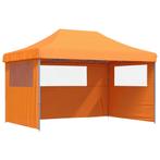 Partytent inklapbaar pop-up met 3 zijwanden oranje, Tuin en Terras, Partytenten, Verzenden, Nieuw, 2 meter of meer, Partytent
