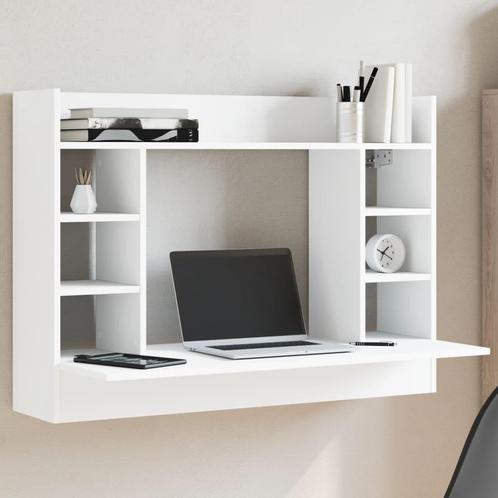 vidaXL Wandbureau 105x48x75 cm bewerkt hout wit, Huis en Inrichting, Bureaus, Nieuw, Verzenden
