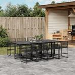 vidaXL 9-delige Tuinset poly rattan zwart, Nieuw, 8 zitplaatsen, Tuinset, Verzenden