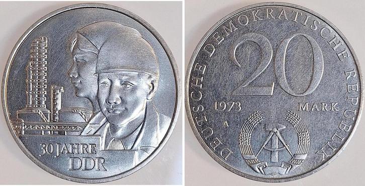 20 Mark 1973 Duitsland 30j Ddr Probe Rs:grotewohl vz/prfr..., Postzegels en Munten, Munten | Europa | Niet-Euromunten, Verzenden