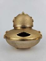 Waterkoker op standaard en brander (2) - Verguld brons