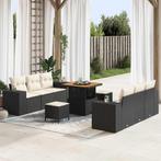 vidaXL Tuin Sofa Set met opslag 9 pcs Zwart Poly riet, Tuin en Terras, Verzenden, Nieuw, Rotan