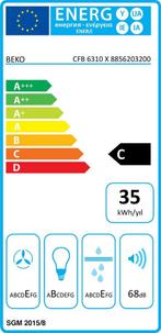 Beko CFB 6310 X Afzuigkap Roestvrijstaal 160 m³/uur D, Ophalen of Verzenden, Zo goed als nieuw