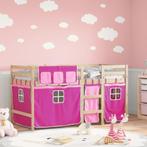 vidaXL Kinderhoogslaper met gordijnen 80x200 cm grenenhout, Eenpersoons, Verzenden, Nieuw, 80 cm