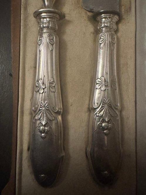 Bestekset (2) - Staal, Zilver - Art Nouveau serveerbestek, Antiek en Kunst, Antiek | Meubels | Tafels