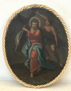 Scuola romana (XVII) - Gesù Cristo aiutato dal cireneo a, Antiek en Kunst, Kunst | Schilderijen | Klassiek