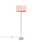 Vloerlamp staal met roze kap 50 cm - Simplo, Huis en Inrichting, Lampen | Vloerlampen, Nieuw, Overige stijlen
