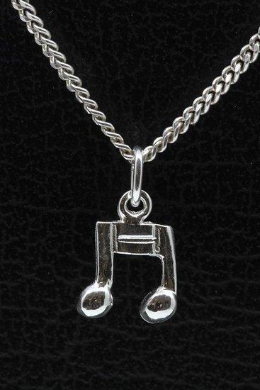 Zilveren Muzieknoten middel ketting hanger, Sieraden, Tassen en Uiterlijk, Kettinghangers, Verzenden