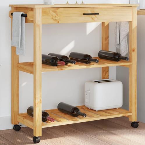 vidaXL Keukentrolley MONZA 84x40x90 cm massief grenenhout, Huis en Inrichting, Keuken | Keukenbenodigdheden, Nieuw, Verzenden