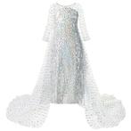 Prinsessenjurk - Witte Elsa jurk met sleep, Nieuw, Ophalen of Verzenden
