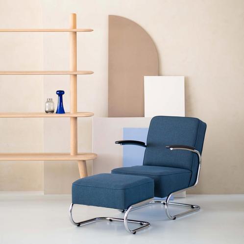 Slede buisframe fauteuil De Zwaan met voetenbank - Dykmeyer, Huis en Inrichting, Fauteuils, 50 tot 75 cm, 75 tot 100 cm, Nieuw