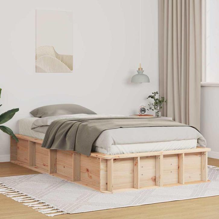 vidaXL Bedframe Bruin 100 x 200 cm Massief grenenhout, Huis en Inrichting, Slaapkamer | Bedden, Bruin, Nieuw, Hout, Verzenden