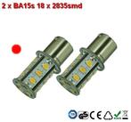 2x BA15s 18x2835smd Rood 10-36v, Verzenden, Nieuw