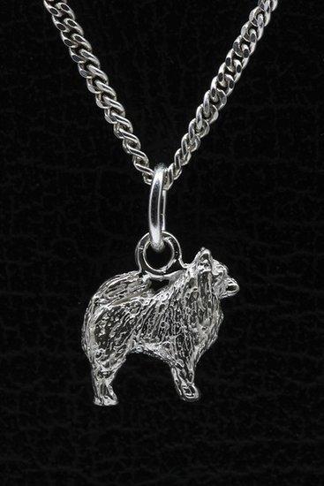 Zilveren Dwergkees pomerian ketting hanger - klein, Sieraden, Tassen en Uiterlijk, Kettinghangers, Verzenden