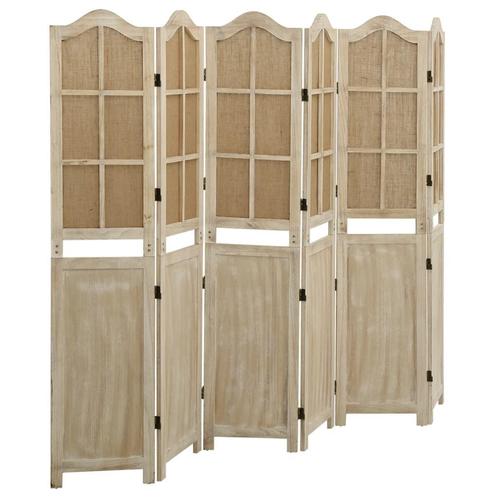 vidaXL Kamerscherm met 6 panelen 214x165 cm stof bruin, Huis en Inrichting, Woonaccessoires | Kamerschermen, Nieuw, Verzenden