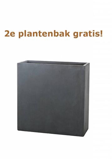 1+1 Gratis! Plantenbak Fiberclay 58x23x58 cm Antraciet
