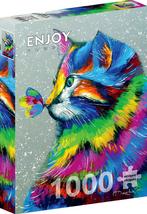 Bright Cat and Butterfly Puzzel (1000 stukjes) | Enjoy, Nieuw, Verzenden
