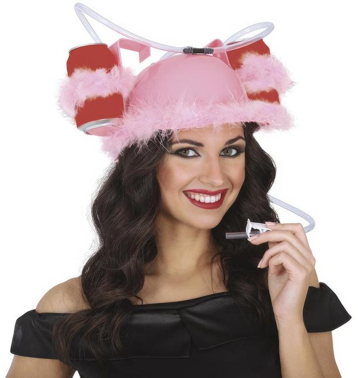 Drankhelm Roze Veren, Hobby en Vrije tijd, Feestartikelen, Nieuw, Verzenden