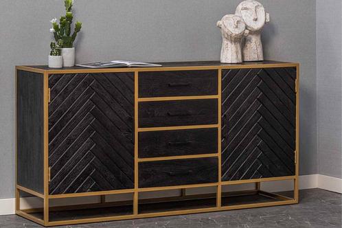 Dressoir Mangohout Fingula 210 cm, Huis en Inrichting, Kasten | Dressoirs, 200 cm of meer, 25 tot 50 cm, Nieuw, Overige houtsoorten