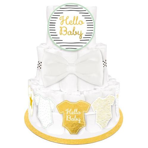 Luiertaart Decoratie Kit Hello Baby 4 delig, Hobby en Vrije tijd, Feestartikelen, Nieuw, Verzenden