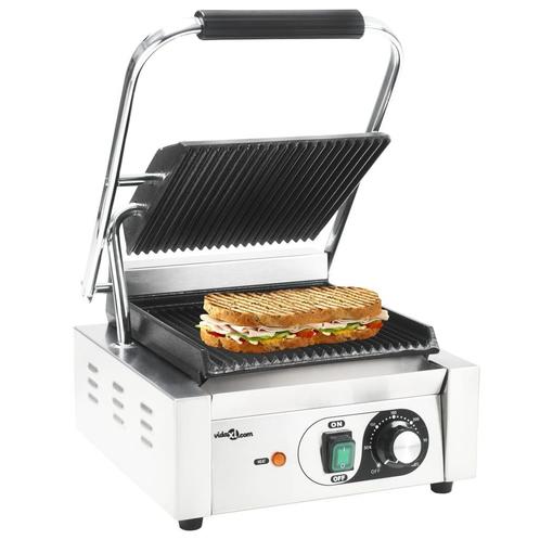 vidaXL Panini grill gegroefd 1800 W 31x30,5x20 cm roestvrij, Witgoed en Apparatuur, Overige Witgoed en Apparatuur, Nieuw, Verzenden