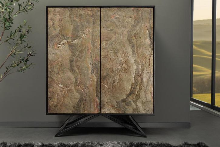 Massief houten highboard MOUNTAIN SOUL 120cm grijsgroen, Huis en Inrichting, Kasten | Overige, Ophalen of Verzenden