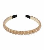 Haarband Diadeem 1,3cm – Facetkralen & Streeppatroon – Goud, Sieraden, Tassen en Uiterlijk, Nieuw