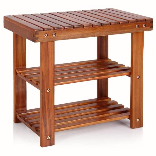 2-in-1 schoenenrek en bank gemaakt van acaciahout maat 50 cm, Huis en Inrichting, Stoelen, Nieuw, Verzenden