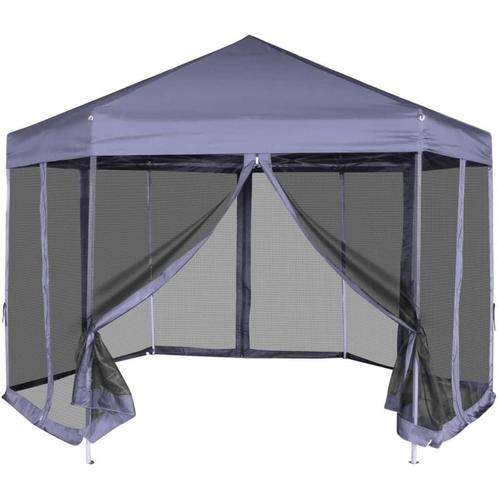 Partytent zeshoek 3,6x3,1m blauw met 6 zijwand (Partytenten), Tuin en Terras, Partytenten, Partytent, Nieuw, 2 meter of meer, Verzenden
