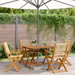 vidaXL 5-delige Tuinset polypropeen en massief hout beige, Tuin en Terras, Tuinsets en Loungesets, Verzenden, Nieuw, Hardhout
