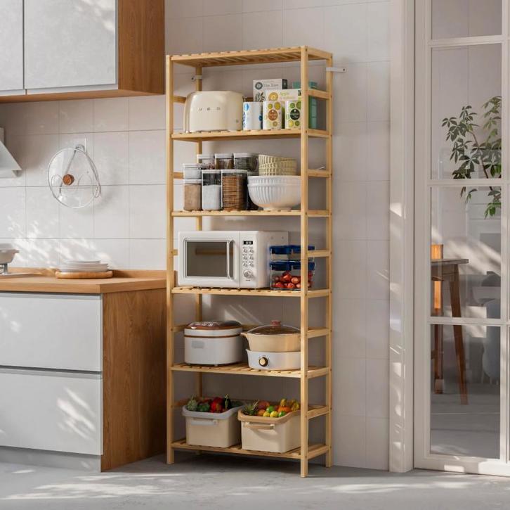 Bamboe Stellingkast – Opbergkast met 6 Lagen – Bamboe Kast, Huis en Inrichting, Kasten | Stellingkasten, Nieuw, Verzenden