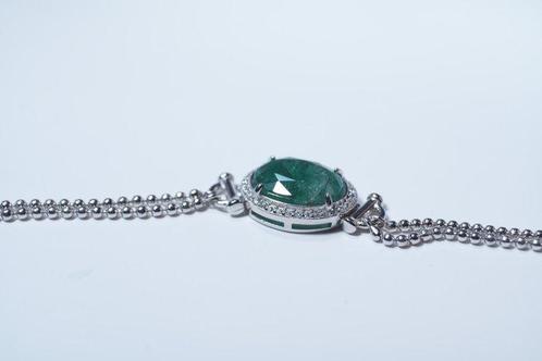 Zonder Minimumprijs - Armband Zilver - 3.81ct. tw. Smaragd, Sieraden, Tassen en Uiterlijk, Armbanden