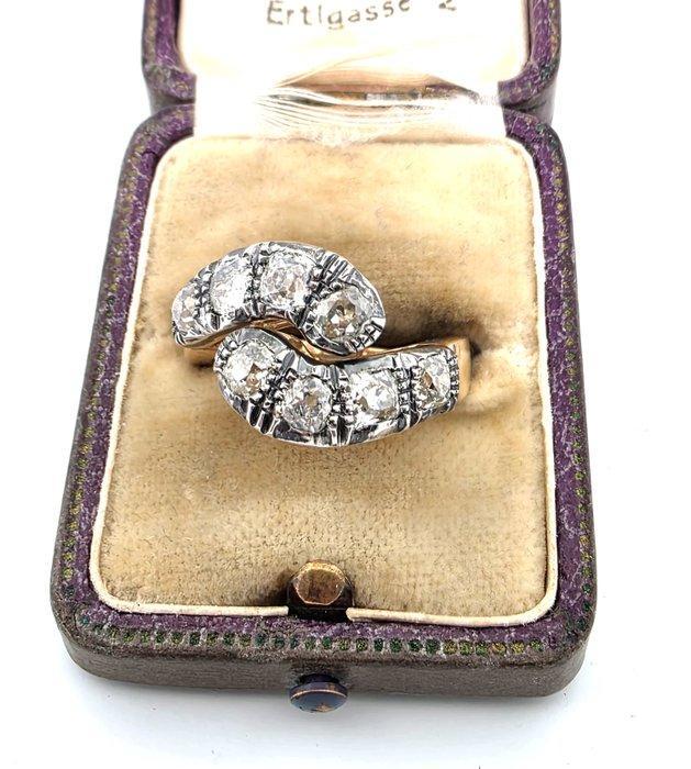 Ring - 12 kt. Geel goud, Zilver - 3.00ct. tw. Diamant, Sieraden, Tassen en Uiterlijk, Ringen