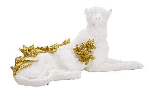 LUIPAARD WIT/GOUD CM 53X21,5X24, Huis en Inrichting, Woonaccessoires | Overige, Ophalen of Verzenden