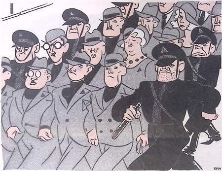 Het colporteren van de NSB op spotprent (lijst optie), Antiek en Kunst, Kunst | Litho's en Zeefdrukken, Verzenden
