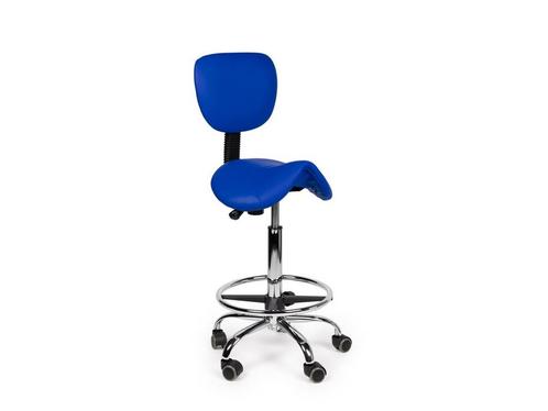 Zadelkruk Rugleuning Blauw - Standaard + Voetsteun, Huis en Inrichting, Krukjes