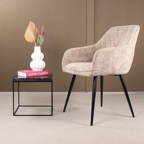 Eetkamerstoel met armleuning  Stof Taupe & Beige -, Huis en Inrichting, Stoelen, Nieuw, Ophalen of Verzenden