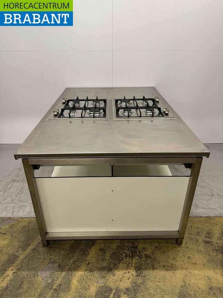 RVS Etna Kookeiland met 2 x 4 Pits Fornuis gasfornuis GAS, Zakelijke goederen, Horeca | Keukenapparatuur, Gebruikt, Ophalen of Verzenden