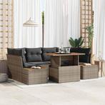 vidaXL Tuin Sofa Set met opslag 7 pcs Grijs Poly riet, Verzenden, Nieuw, Rotan