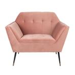 *WOONWINKEL* Dutchbone Kate Roze Retro Fauteuil Fluweel, Huis en Inrichting, Fauteuils, Verzenden, Nieuw, Stof