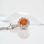 Zonder Minimumprijs - G&J - Hanger Zilver Granaat - Diamant, Sieraden, Tassen en Uiterlijk, Antieke sieraden