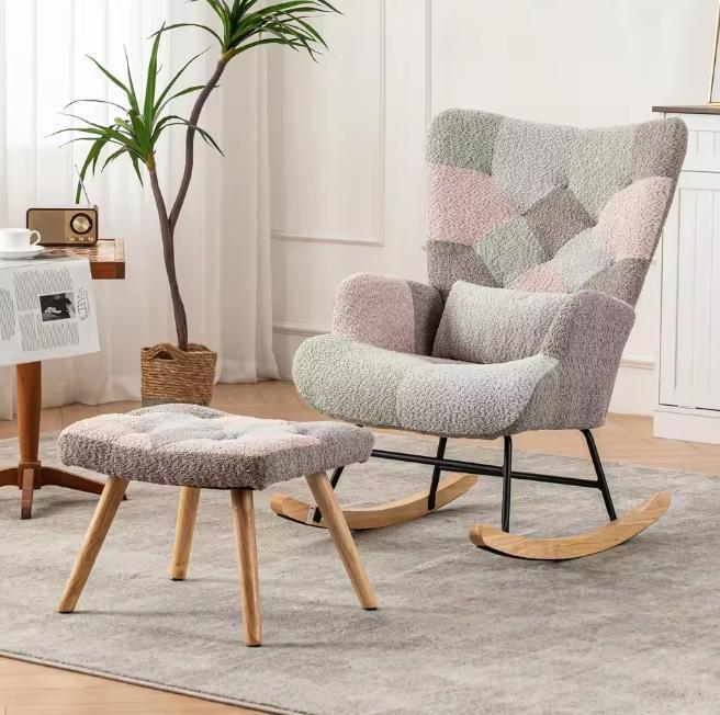 Comfortabele Schommelstoel met Voetsteun – Loungestoel, Huis en Inrichting, Stoelen, Nieuw, Verzenden