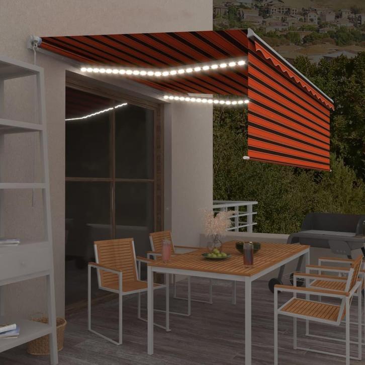 vidaXL Luifel handmatig uittrekbaar rolgordijn LED 4,5x3m, Tuin en Terras, Zonneschermen, Nieuw, Verzenden